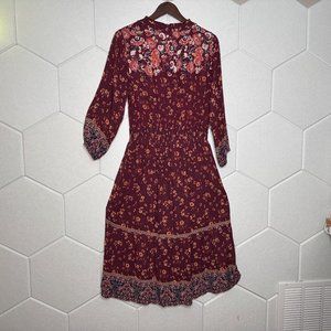 Knox Rose Burgundy dress with floral patten - Woman's Small